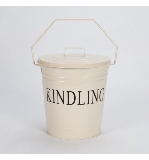 Inglenook Cream Kindling Bucket With Lid 