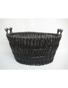 Inglenook Dark Wicker Basket With Chrome Handles 