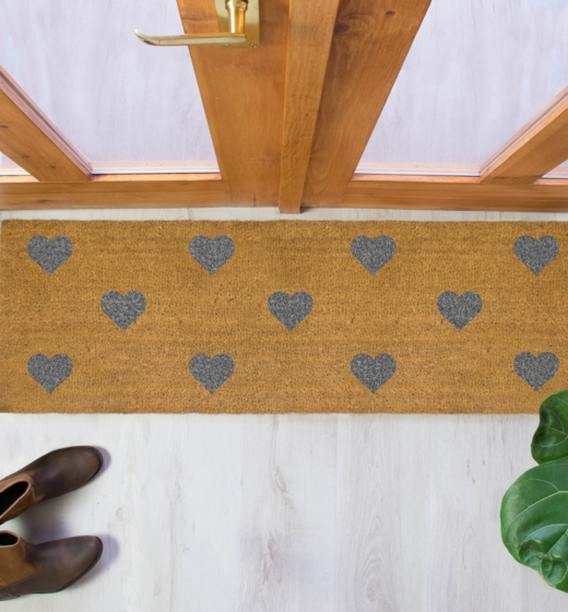 Grey Hearts Patio Doormat 