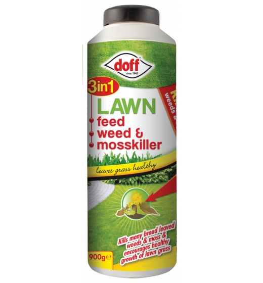 Doff 3 In 1 Lawn Feed Weed & Moss Killer 900g