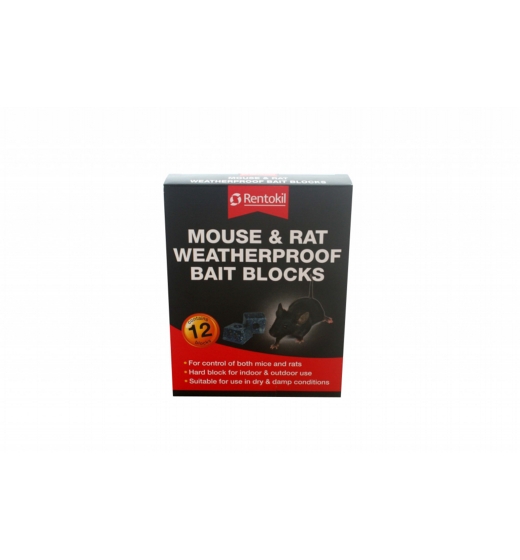 Rentokil Mouse & Rat Weatherproof Bait Blocks Pack 12