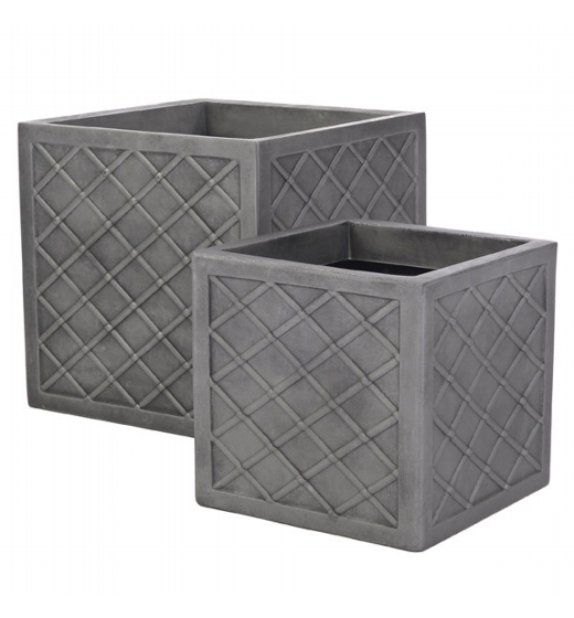 Sankey Lazio 32cm Square Planter Pewter