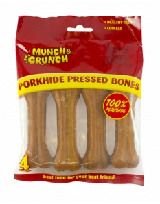 Munch & Crunch Porkhide Pressed Bones 4 Pack