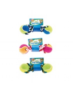 Pets at Play Dbl Tennis Ball Tug Rope 