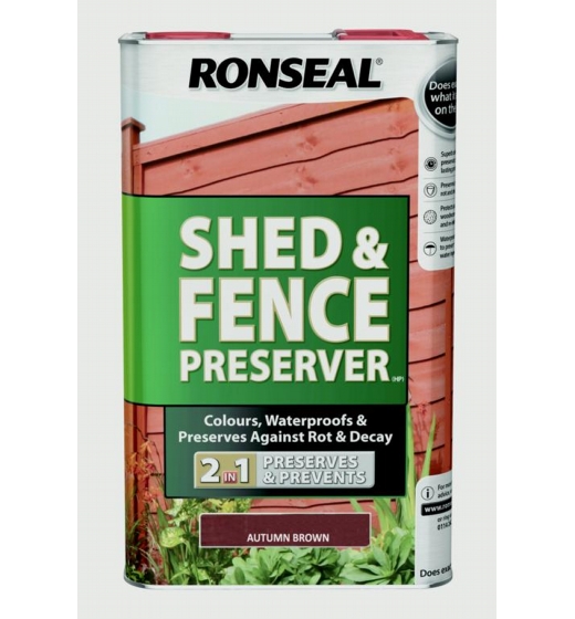 Ronseal Shed & Fence Preserver 5L Autumn Brown