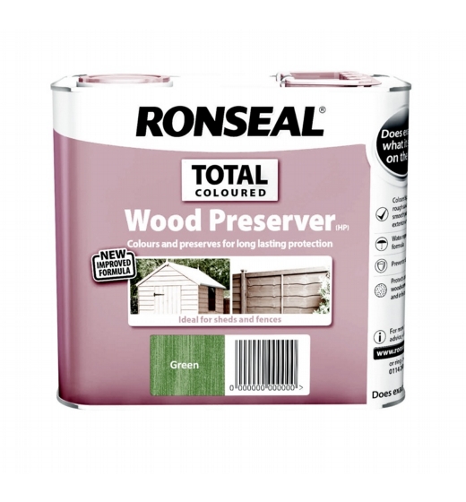 Ronseal Total Wood Preserver 2.5L Green, 348021, Ronseal, Solvent and