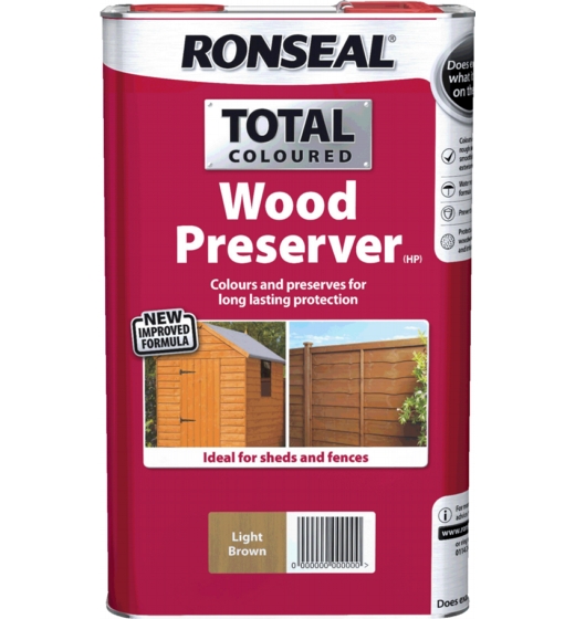 Ronseal Total Wood Preserver 5L Light Brown