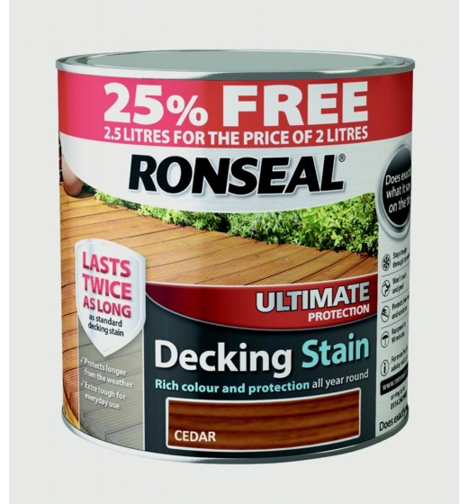 Ronseal Ultimate Protection Decking Stain  2L + 25% Free Cedar