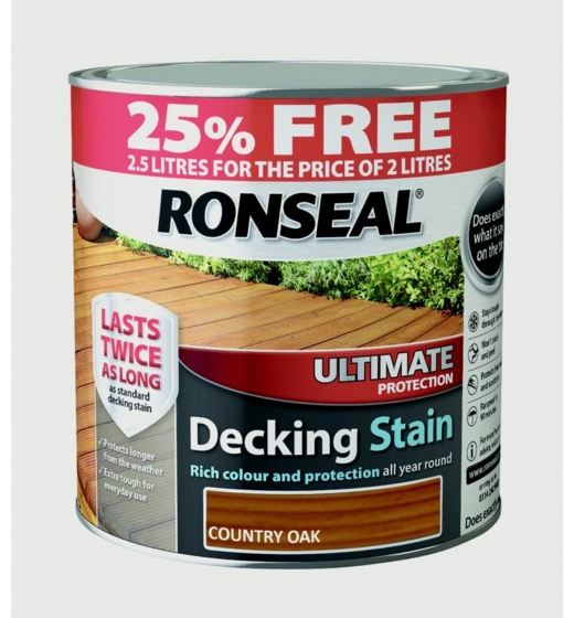 Ronseal Ultimate Protection Decking Stain  2L + 25% Free Country Oak