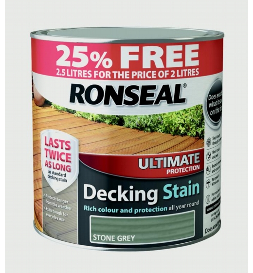 Ronseal Ultimate Protection Decking Stain  2L + 25% Free Stone Grey