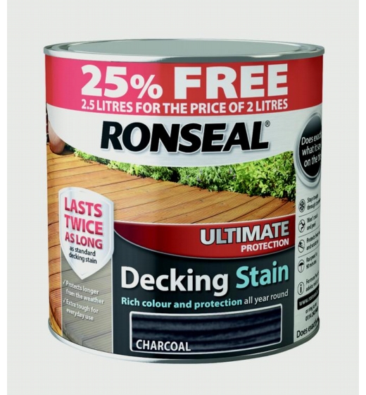 Ronseal Ultimate Protection Decking Stain  2L + 25% Free Charcoal