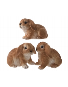 Decoris Poly Natural Rabbit 18x12x15cm 3 Assorted Designs