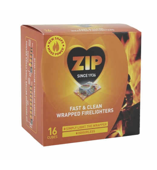Zip Fast & Clean Wrapped Firelighters Pack 16