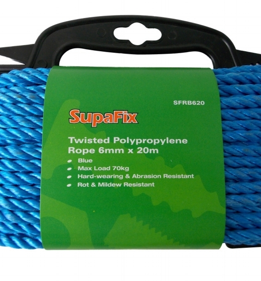 SupaFix Twisted Polypropylene Rope 6mm x 20m Blue