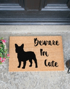 Beware I'm Cute French Bulldog Doormat