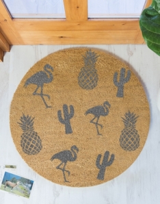 Grey Pineapple Circle Doormat