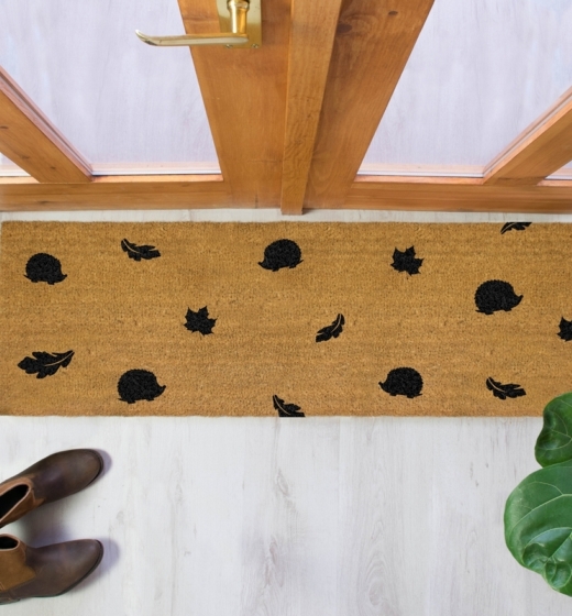 Hedgehog Autumn Leaves Patio Doormat