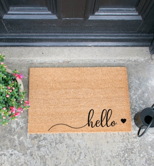 Hello Scribble Heart Doormat 