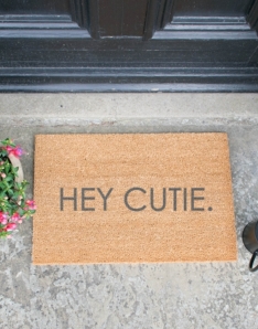 Hey Cutie Grey Doormat