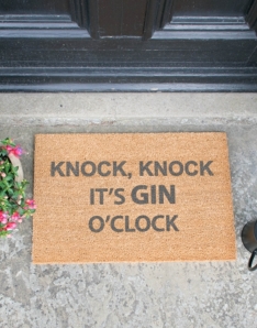 Knock Knock It's Gin O'Clock Grey Doormat