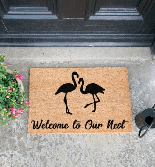 Welcome To Our Nest Flamingo Doormat 