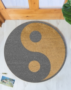 Grey Yin Yang Circle Doormat