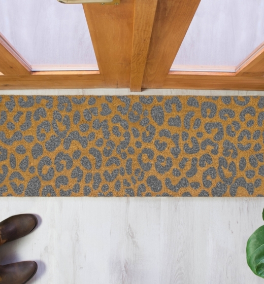 Grey Leopard Print Patio Doormat