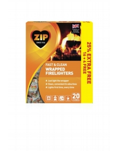 Zip Fast & Clean Wrapped Firelighters Pack 16 Plus 25% Free