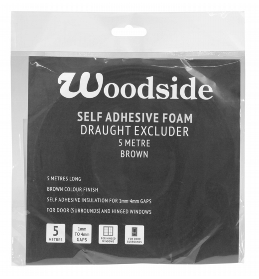 Woodside Self Adhesive Foam Draught Excluder 5m Brown