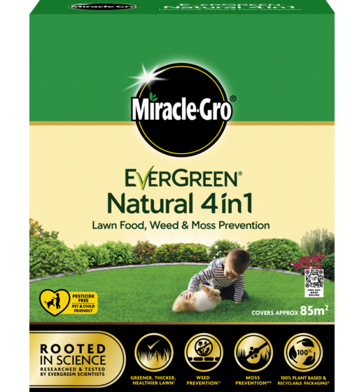 Miracle Gro Natural 4 in 1 Feed, Weed & Mosskiller 85sqm