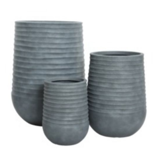 Kaemingk Jamie Plastic Planter Set of 3 Small, Medium & Large Grey