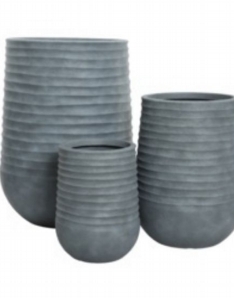 Kaemingk Jamie Plastic Planter Set of 3 Small, Medium & Large Grey