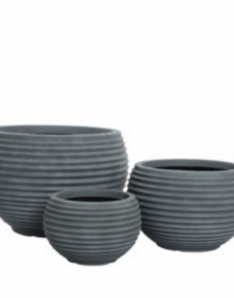 Kaemingk Jamie Round Plastic Planters Set of 3 Small, Medium & Large Grey