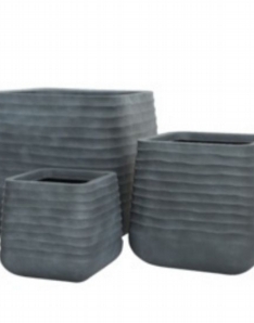 Kaemingk Jamie Square Plastic Planter Set of 3 Small, Medium & Large Grey