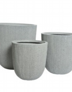 Kaemingk Lennox Plastic Beige Cylinder Planter Set of 3 Small, Medium & Large
