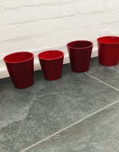 6 Ceramic Pots Deep Red