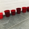6 Ceramic Pots Deep Red